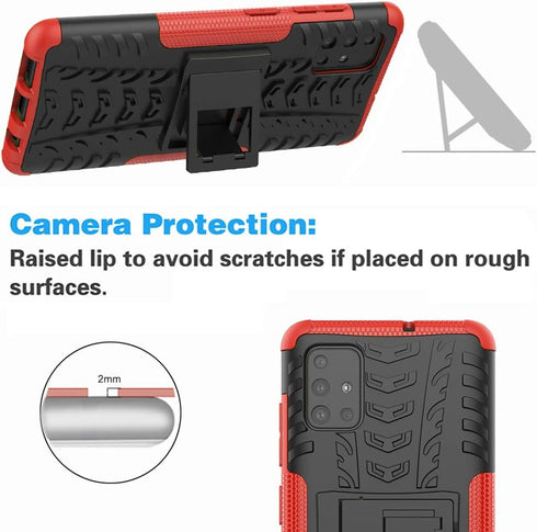 Asuwish Phone Case for Samsung Galaxy A51 4G with Tempered Glass Protector, Heavy Duty Rugged Cover, Red