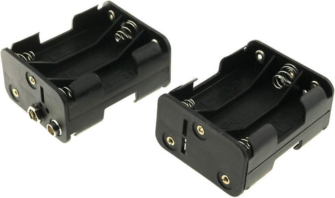 E-outstanding AA Battery Holder 2 Set, 6x1.5V Black Thicken Case Box with Wired Battery Clip