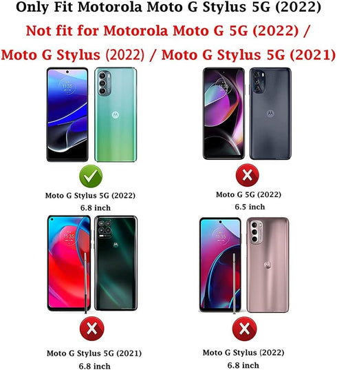 HNHYGETE for Moto G Stylus 5G 2022 Case, with Screen Protector, Shockproof Military-Grade Heavy Duty with Ring Kickstand Phone Case for Motorola Moto G Stylus 5G 2022 (Navy Blue)