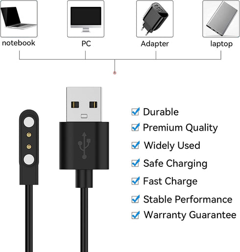 Smart Watch Charger Magnetic 2 Pin for KEEPONFIT ID Sport01/IDW21, Erkwei/HOK/Iaret I39H, Stiive LCW01 Watch Charger