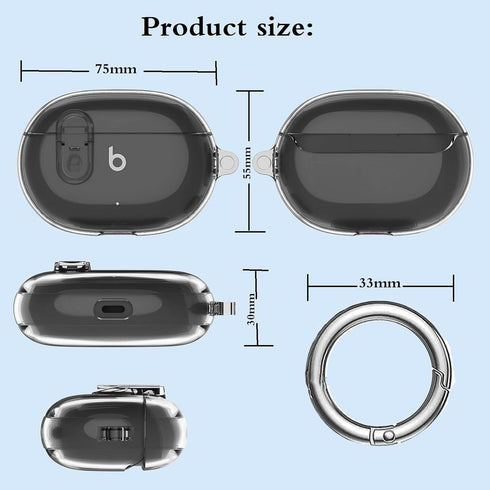 Beats Studio Buds/Plus Case Cover, Clear 2021/2023 with Lock Clip and Clean Kit, GARTOO Protective Case for Studio Bud
