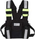 Radio Chest Harness Rig Holster Pack, Front Pouches Zipper Bag with Green Reflective Strips for Walkie Talkies