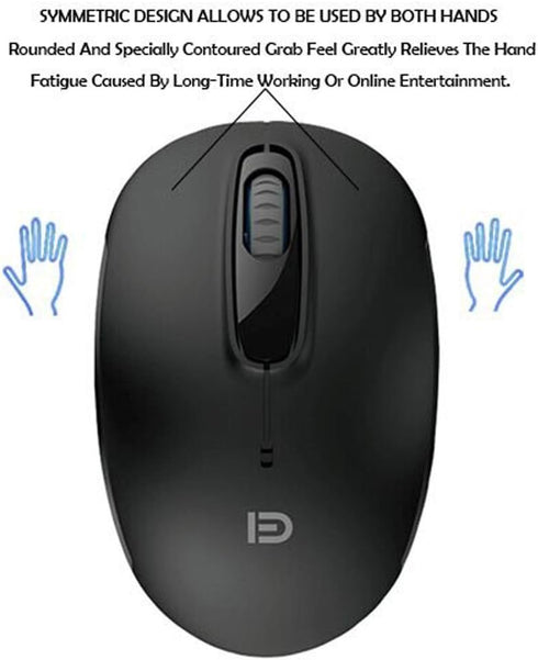 MiraCase Comfortable 2.4 GHz Long Range Silent Wireless Mouse, 1600 DPI, 30ft Working Distance, Battery Included (Black)