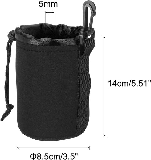 PATIKIL Camera Lens Bag, 3.3" IDx5.5 H Drawstring Lens Pouch with Thick Protective Neoprene, Lens Case for DSLR Camera Lens, Water Coffee Cups Black