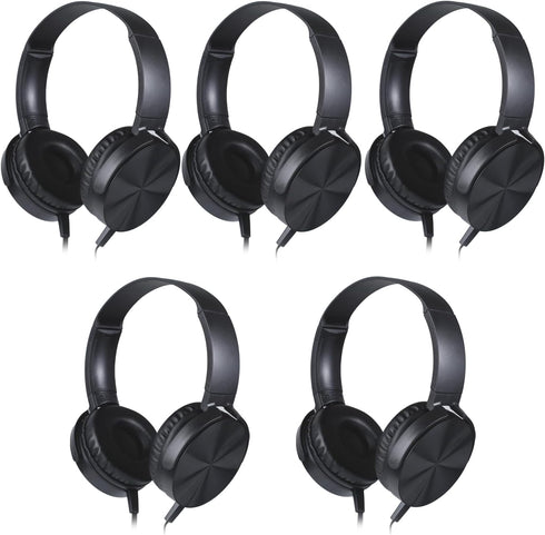 5 Pack Kids Headphones Bulk for School Classroom, Durable Students Wired Headset