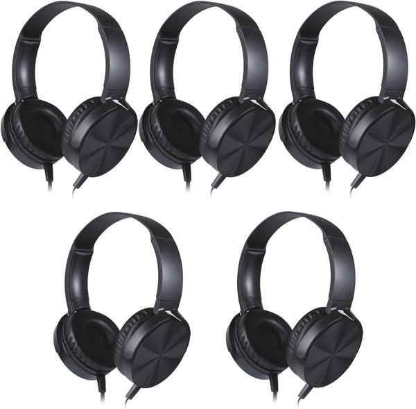 5 Pack Kids Headphones Bulk for School Classroom, Durable Students Wired Headset