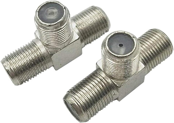 F-Type RG6 Coax Cable Splitter Combiner Adapter, 2 Pack 3-Way F-Type Female to 2 Female for TV Video Antenna