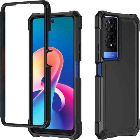 360 Full-Body Soft TPU Bumper Case for TCL 50 XE with Tempered Glass Screen Protector, Shockproof Protective Cover,