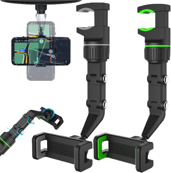 Rotato Grip Cell Phone Holder, Multi-Function Universal Adjustable Auto, Mirror Mount Phone Holder, 360° Car Rearview