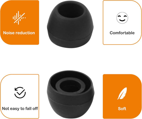 uxcell 50 Pcs Soft Silicone Replacement Earbud Tips, Portable 10 x 8mm Ear Tips for Earphone Headsets Accessories, Earbuds Covers with 5mm Inner Hole for Fit Most in-Ear Earbuds, Black