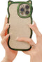 Cute Cat Ears iPhone 11 Case for Women/Girls, Green Glitter Bling, Shockproof, Anti-Scratch, Curly Wave Design.