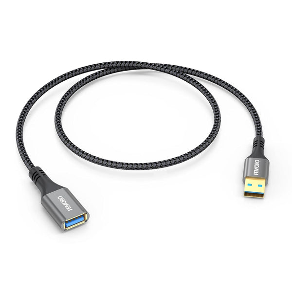 USB Extension Cable 1Ft, USB 3.0 Short Extender, USB Type A Male to Female Braided Cord for 5Gbps Data Transfer and