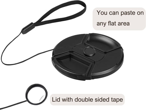 QQM 6 Pcs Lens Cap Keeper Cord, Camera Lens Cap Leash for DSLR & Mirrorless Lenses - Lens Cap Tether/Lens Holder