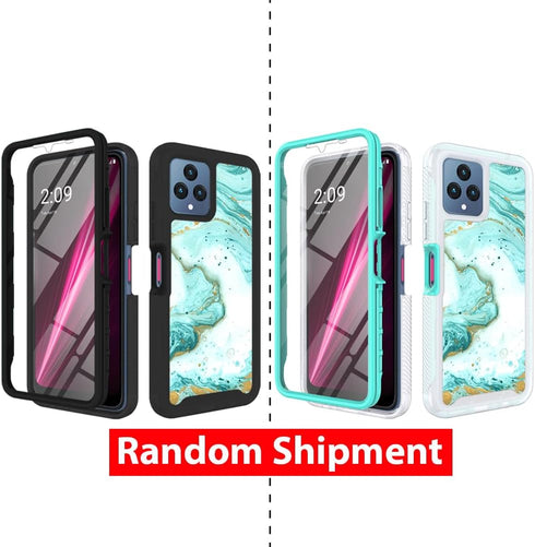 TJS Compatible for T-Mobile Revvl 6X 5G Case, with Built-in Screen Protector, TPU Matte Marble Soft Skin Case (Green)