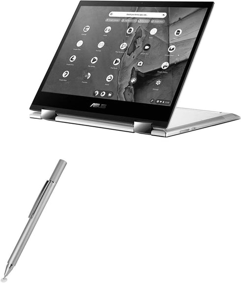 BoxWave FineTouch Stylus Pen for ASUS Chromebook Flip CM3 (CM3200) - Super Precise Capacitive Stylus - Metallic Silver