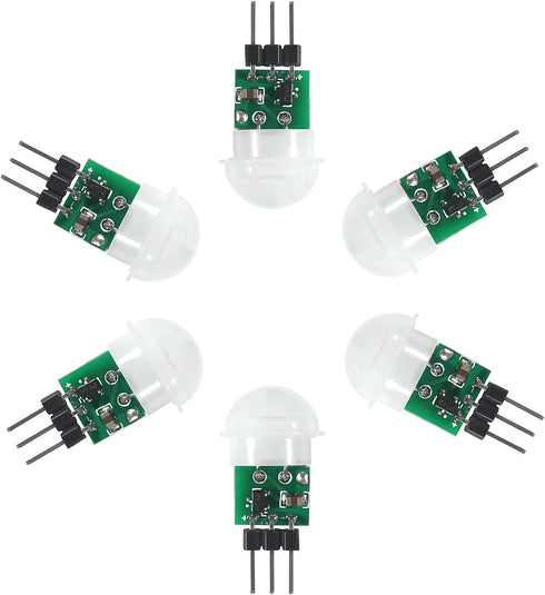 6PCS AM312 Mini Human Sensor Module, HC-SR312 PIR Motion Detector, DC 2.7 to 12V with 10pin Wire