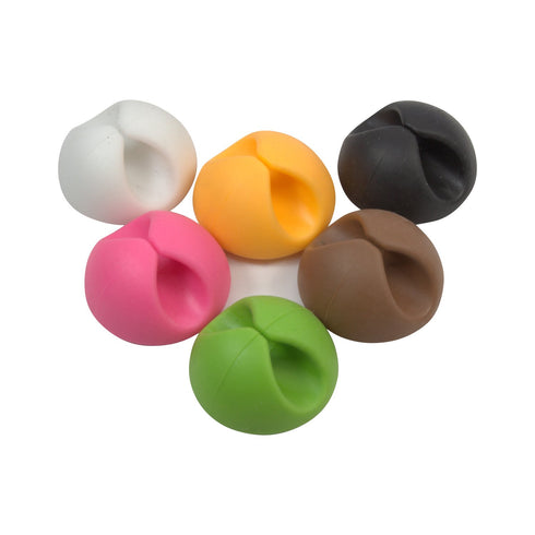 ROK Hardware Multipurpose Silicone Multicolor Green, Brown, White, Black, Pink, Orange Cable Clip Grip Wire Cord Type USB Desk Wall Desktop Organizer Charger Holder 6 Pack