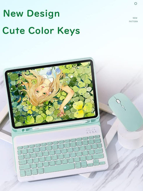 iPad 10th Generation Keyboard Case with Mouse, Cute Detachable Wireless Bluetooth Cover for 10.9 inch iPad 2022