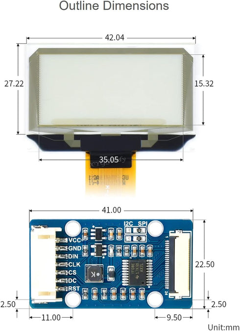 XYGStudy 1.51inch 12864 SPI/I2C 4 3 STM32 Transparent OLED Light Blue Color Display Module Interfaces for Raspberry Pi