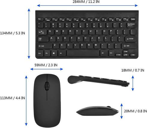 Mini Wired Keyboard and Mouse Set, Compact Size, USB Keyboard Optical Mouse Combo, Black