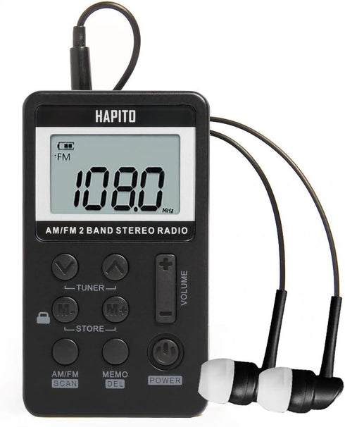 Pocket AM FM Radio Portable Digital Tuning Walkman Radio with Best Reception - Hapito Personal Small Transistor Radio