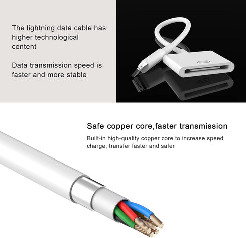 Lightning to 30 Pin Adapter, Apple MFi Certified 8 Pin Male to 30 Pin Female Connector with iPhone Charger Cable