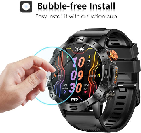 3 Pack Compatible with FOXBOX ST19 Smart Watch 1.43 inch Screen Protector, Tempered Glass for LIGE Smartwatch