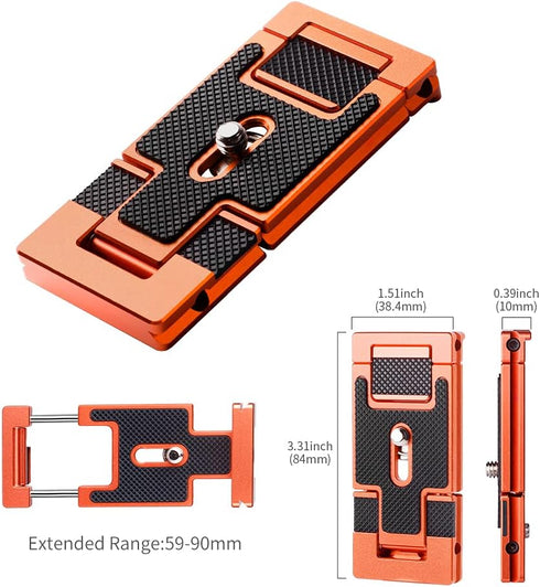 K&F Concept Aluminum Alloy Quick Release Plate with 1/4 Inch Screw for Camera, Cage, Cellphone, etc (Orange)