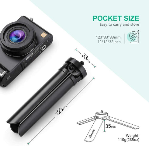 Zeadio Metal Mini Tripod, Max Load 20kg/44lb, Desktop Tabletop Stand for Smooth 4, Crane Plus, Osmo Mobile, All Cameras
