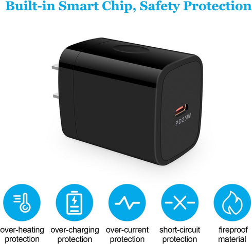 25W Fast Phone Charger for Motorola Edge 50 40 30 20 Pro Ultra Fusion Neo X30 S30, Wall Power Adapter