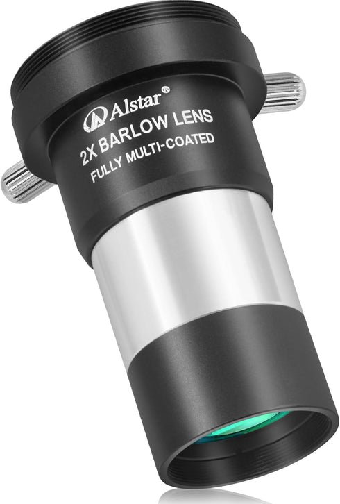 Alstar 1.25" 2X Barlow Lens, MultiCoated Metal with M42x0.75 Thread Camera Interface for Telescopes