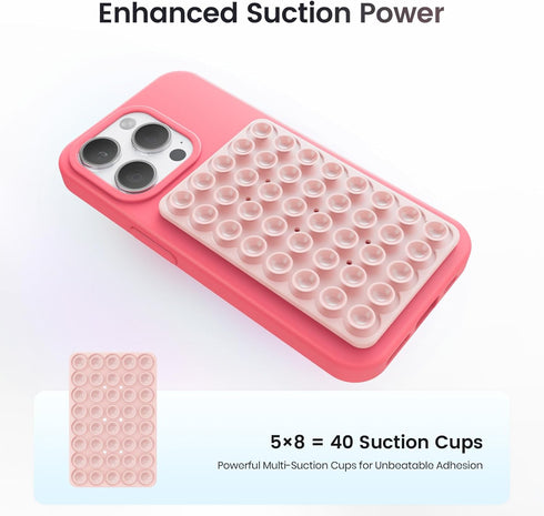 Double Sided Suction Cup Phone Mount,Silicone Suction Phone Case Adhesive Mount with Higher Suction Power for iPhone and Android, Phone Suction Grip for Selfies and Hands-Free Video,Transparent