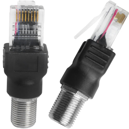2PCS F Type to RJ45 8P Adapter, Female to Male Coaxial Sleeve Converter for Cable Tester Monitor, Black