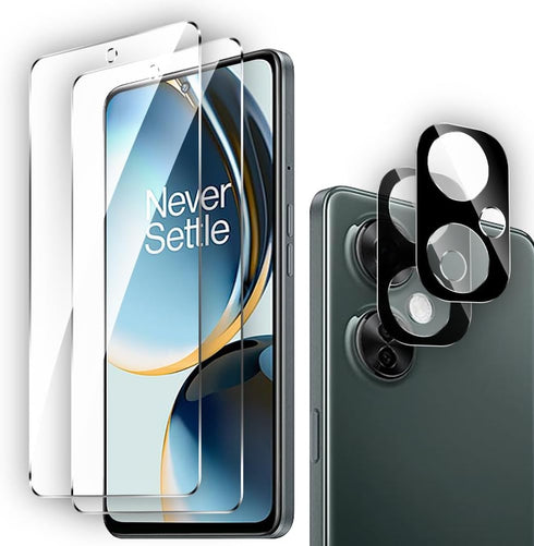2+2 Pack Tempered Glass Screen Protector for OnePlus Nord N30 5G with Ultra HD Camera Lens Protector, 9H Hardness