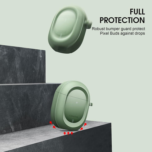 CaseBot Protective Cover for Pixel Buds A-Series and Pixel Buds 2 - Rugged Shield with Front LED Visible