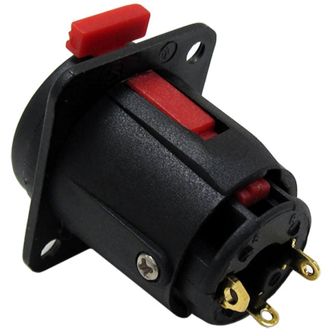 CESS Black 1/4" Jacks TS and TRS Panel Mount Jack Locking Style D Series Size, 4 Pack