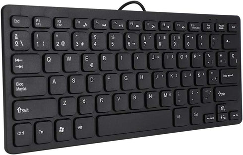 Mini Portable Wired Spanish Keyboard Ñ, USB Interface for Desktop Computer, 78 Keys