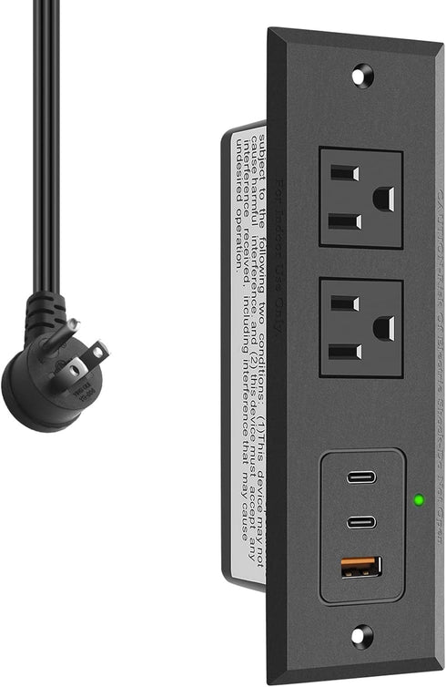CCCEI Recessed Power Strip with 45W USB-C Ports, Fast Charging USB A Port