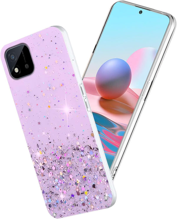 Shop Realme C11 2021 Case - Clear Glitter Sparkle Pink, Silicone Shockproof Soft Cover, Transparent & Thin.
