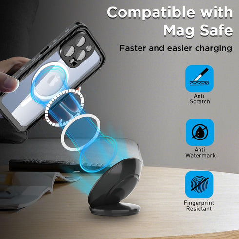 AICase Waterproof Case for iPhone 15 Pro, IP68 Certified Full Body Protection, Snowproof Dustproof with MagSafe (6.1")