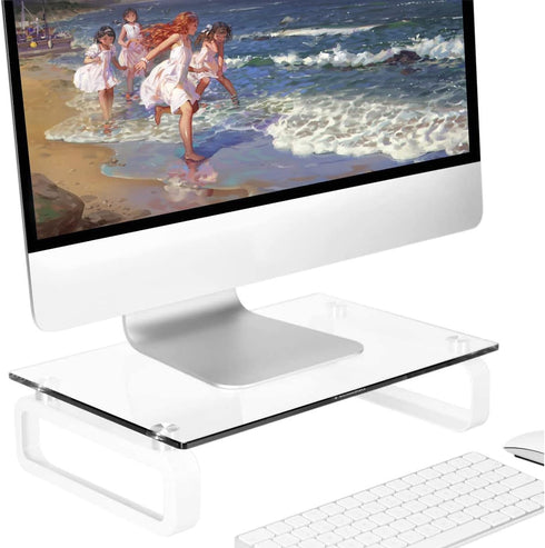 Hemudu Clear Computer Monitor Stand Riser Multi Media Desktop Stand for Flat
