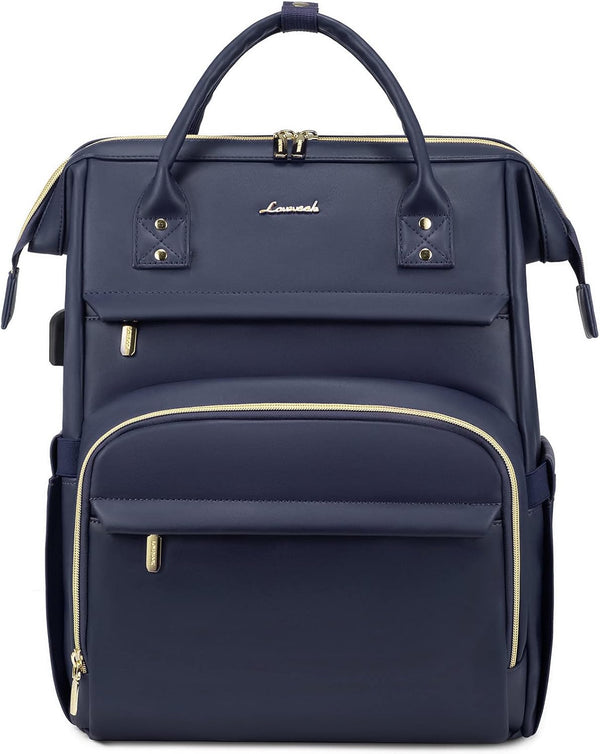 LOVEVOOK Leather Laptop Backpack for Women 15.6 inch,Travel Backpack Purse Nurse Teacher