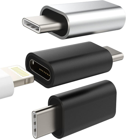 3 Pack USB C Male to Lightning Female Adapter, Compatible with iPhone 12, 11 Pro Max, iPad Air