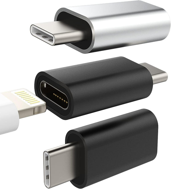3 Pack USB C Male to Lightning Female Adapter, Compatible with iPhone 12, 11 Pro Max, iPad Air