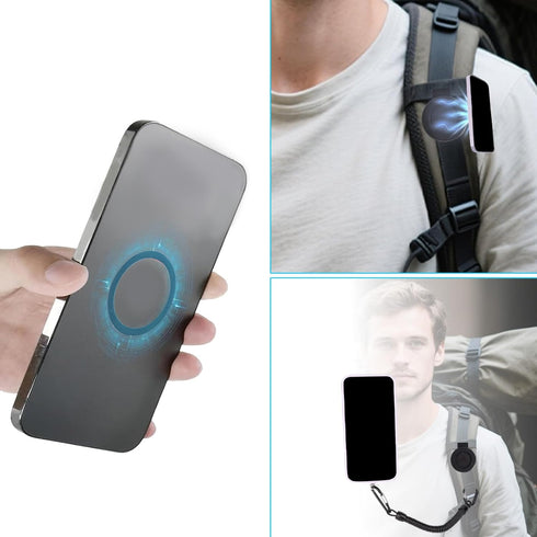 Sinbana Backpack Magnetic Belt Clip for Phone, Strap Magnet Clip Phone Belt Mount Holder with Safety Strap for Climbing