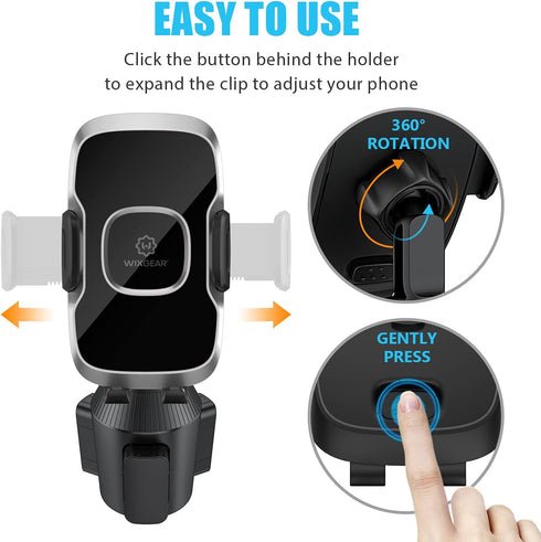 WixGear Cup Phone Holder for Car, Adjustable Automobile Cup Holder Smart Phone Cradle Mount