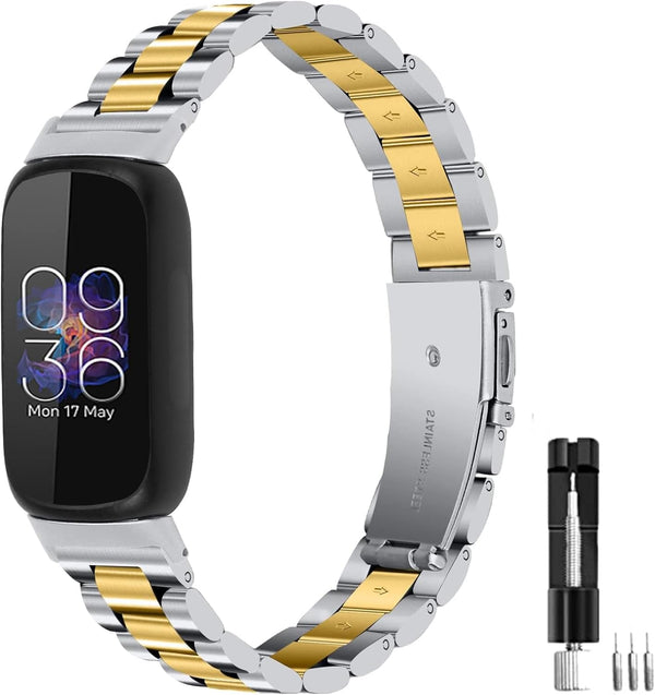 Metal Bands for Fitbit Inspire 3, Solid Stainless Steel Adjustable Replacement Strap for Inspire 3 Fitness Tracker