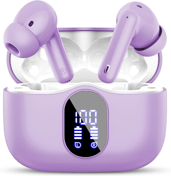 Wireless Earbuds, Bluetooth 5.4 Headphones Bass Stereo, Ear Buds with Noise Cancelling