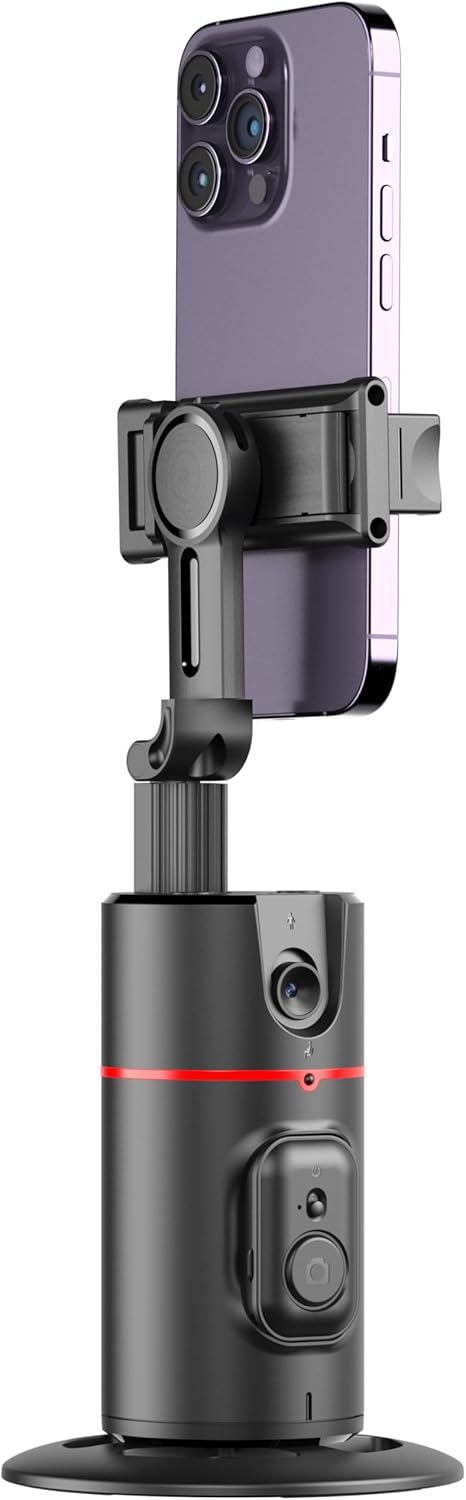 Auto Face Tracking Tripod, No App Required, Rechargeable Battery, 360° Rotation Phone Tracking Holder for Live Vlog