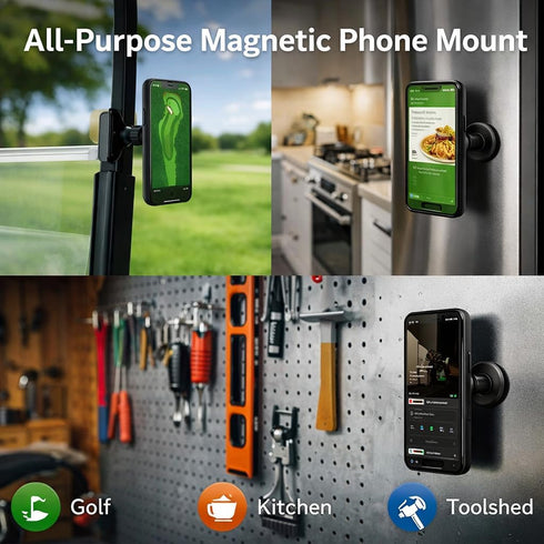 meexzoom 360 Magnetic Phone Holder for Gym, Rotation Adjustable Strong Magnets, Gym Accessories, Phone Mount to Metal